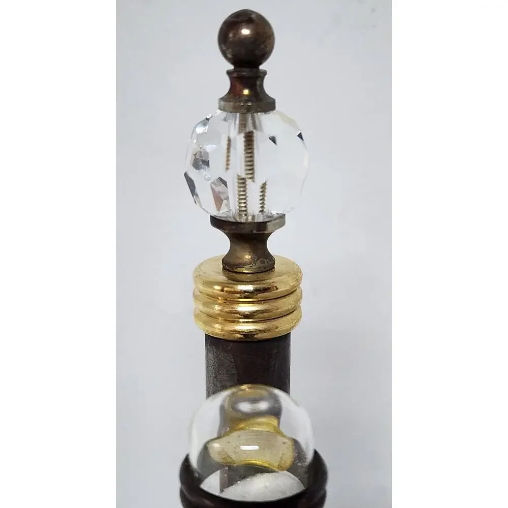 Vintage Brass Hourglass Timer on Stand – 3‑Min Promo Piece, Crystal Finial